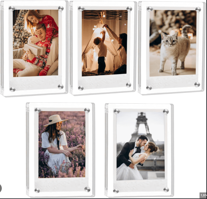 Magnetic Fridge Frames-Transparent Magnetic Acrylic Picture Frame 3x4 inches each