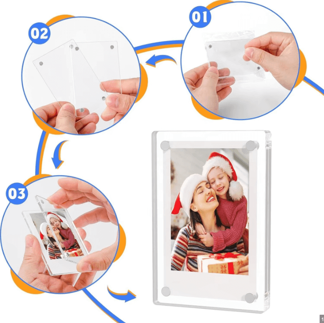 Magnetic Fridge Frames-Transparent Magnetic Acrylic Picture Frame 3x4 inches each
